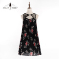 Fashion Black Spring Floral Dinner Dresses Ladies Clothes